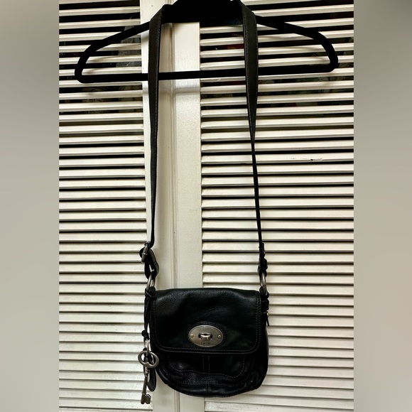 Fossil Handbags - Fossil Black Leather Crossbody Bag Purse
